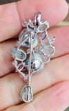 Vintage Estate 18k Gold Diamond Pearl Pink Sapphire Tourmaline Brooch Pendant