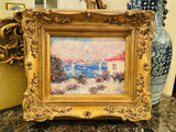 KADLIC Original Oil Painting Abstract Seascape Impasto Gold Gilt 15" Frame