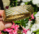 Heavy Vintage Estate Italian 18k Gold Hinged Retro Diamond X Cuff Bracelet 60g