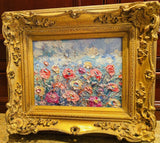 KADLIC Original Oil Painting Floral Landscape Impasto Gold Gilt 15" Frame