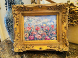 KADLIC Original Oil Painting Floral Landscape Impasto Gold Gilt 15" Frame