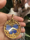 Peter Lindeman Handmade 18k Gold Lapis Turquoise Diamond Brooch Pin Pendant