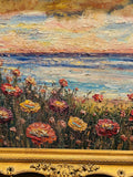 KADLIC Abstract Sunset Seascape Impasto Original Oil Painting Gold Frame 24