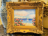 KADLIC Original Oil Painting Impressionist Seascape Impasto Gold Gilt 15" Frame