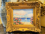 KADLIC Original Oil Painting Impressionist Seascape Impasto Gold Gilt 15" Frame