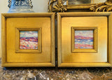 KADLIC PAIR Of Abstract Impasto Original Oil Paintings Gold Gilt Frame Fine Art