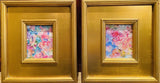 KADLIC Abstract Impasto PAIR Original Oil Painting Gold Gilt Frame Fine Art