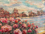 KADLIC Abstract Sunset Seascape Impasto Original Oil Painting Gold Frame 24