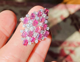 Vintage Estate Retro 18k Gold Vintage Retro pink Tourmaline Diamond Cluster Ring