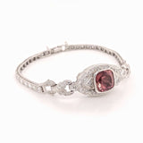 Art Deco Vintage Retro Estate 14k Gold Diamond Pink Tourmaline Bracelet
