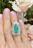 Vintage Ring-dant HUGE Platinum 14k Gold 18 ct Emerald VS Diamond Ballerina Ring