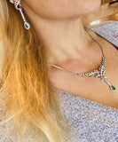 Vintage 1950s Estate 18k Gold 6ct Emerald Diamond Halo Necklace Pendant Retro