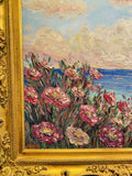 KADLIC Impressionist Wildflowers Floral Original Oil Painting Gold Gilt Frame
