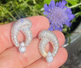 Vintage Estate Platinum 14k Gold 4.90ct VS Pave Diamond Drop Pendant Earring Cli