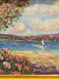 KADLIC Impressionist Wildflowers Floral Original Oil Painting Gold Gilt Frame