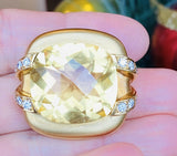 Vintage Marlene Stowe 18k Gold 45ct Lemon Citrine VS Diamond Pendant Brooch