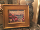 KADLIC French Poppies Seascape Sailboats Gilt Wood Frame 8x10”