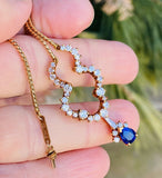 Vintage Estate Kurt Wayne 18k Gold Blue Sapphire Diamond Necklace