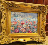 KADLIC Original Oil Painting Floral Landscape Impasto Gold Gilt 15" Frame