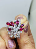 Vintage Midcentury 1950s Retro Platinum 4.50ct Ruby VS Diamond Ring