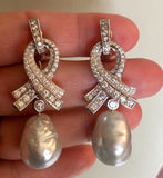 Marlene Stowe 2.62 ct Diamond Day/Night Drop Dangle Baroque Pearl Earrings $8500
