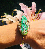 STUNNING Peter Lindeman Handmade 18k Gold Jade Diamond Bangle Bracelet