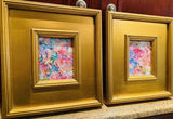 KADLIC Abstract Impasto PAIR Original Oil Painting Gold Gilt Frame Fine Art
