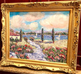 24x20" Riviera Beach Seascape KADLIC Original Oil Painting Art French Gold Frame