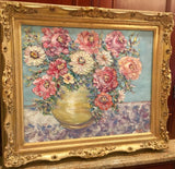 20x24 Vase Flowers Floral Still Life KADLIC Original Oil Painting Art Gilt Frame