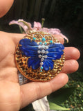 Peter Lindeman Handmade 18k Gold Lapis Turquoise Diamond Brooch Pin Pendant