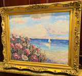 KADLIC Impressionist Wildflowers Floral Original Oil Painting Gold Gilt Frame