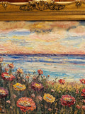 KADLIC Abstract Sunset Seascape Impasto Original Oil Painting Gold Frame 24
