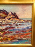 KADLIC Abstract Mountains Seascape Impasto Original Oil Painting Gold Frame 24”