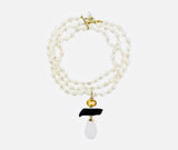 Rare Andrew Clunn 18k Gold Signed Triple Strand Cultured Pearl Necklace
