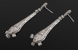 Vintage Art Deco Estate Platinum 4.50ct Pave Diamond Dangle Pendant Earrings