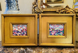 KADLIC Abstract Landscape PAIR Original Oil Painting Gold Gilt Frame Fine Art