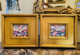 KADLIC Abstract Landscape PAIR Original Oil Painting Gold Gilt Frame Fine Art