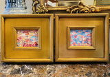 KADLIC Abstract Impasto PAIR Original Oil Painting Gold Gilt Frame Fine Art