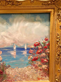 24x20" Mediterranean Seascape KADLIC Original Oil Painting Art Gold Frame