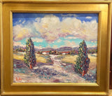 KADLIC Impasto Italian Landscape Art  Original Oil Painting 24” Gold Gilt Frame