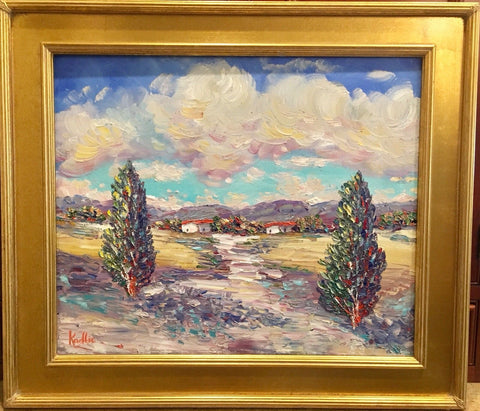 KADLIC Impasto Italian Landscape Art  Original Oil Painting 24” Gold Gilt Frame