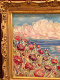24x20" Mediterranean Seascape KADLIC Original Oil Painting Art Gold Frame