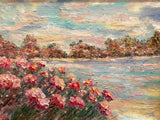 KADLIC Abstract Sunset Seascape Impasto Original Oil Painting Gold Frame 24