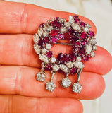 Art Deco Antique 6.00ct Ruby Marquise Diamond 18K Brooch Pendant Necklace