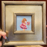 KADLIC Impressionist Girl Child Original Oil Painting Silver Gilt Frame Fine Art