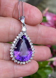 Vintage Estate 14k Gold Diamond Amethyst Necklace Pendant