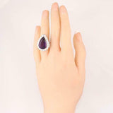 Art Deco Vintage Estate Platinum Pear Amethyst 2.00ct G VS Diamond Halo Ring