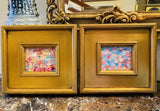 KADLIC Abstract Impasto PAIR Original Oil Painting Gold Gilt Frame Fine Art