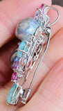 Vintage Estate 18k Gold Diamond Pearl Pink Sapphire Tourmaline Brooch Pendant