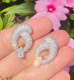 Vintage Estate Platinum 14k Gold 4.90ct VS Pave Diamond Drop Pendant Earring Cli